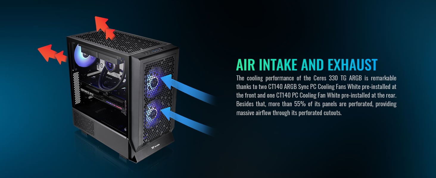 Thermaltake Ceres 330 TG ARGB Black Mid Tower E-ATX Case